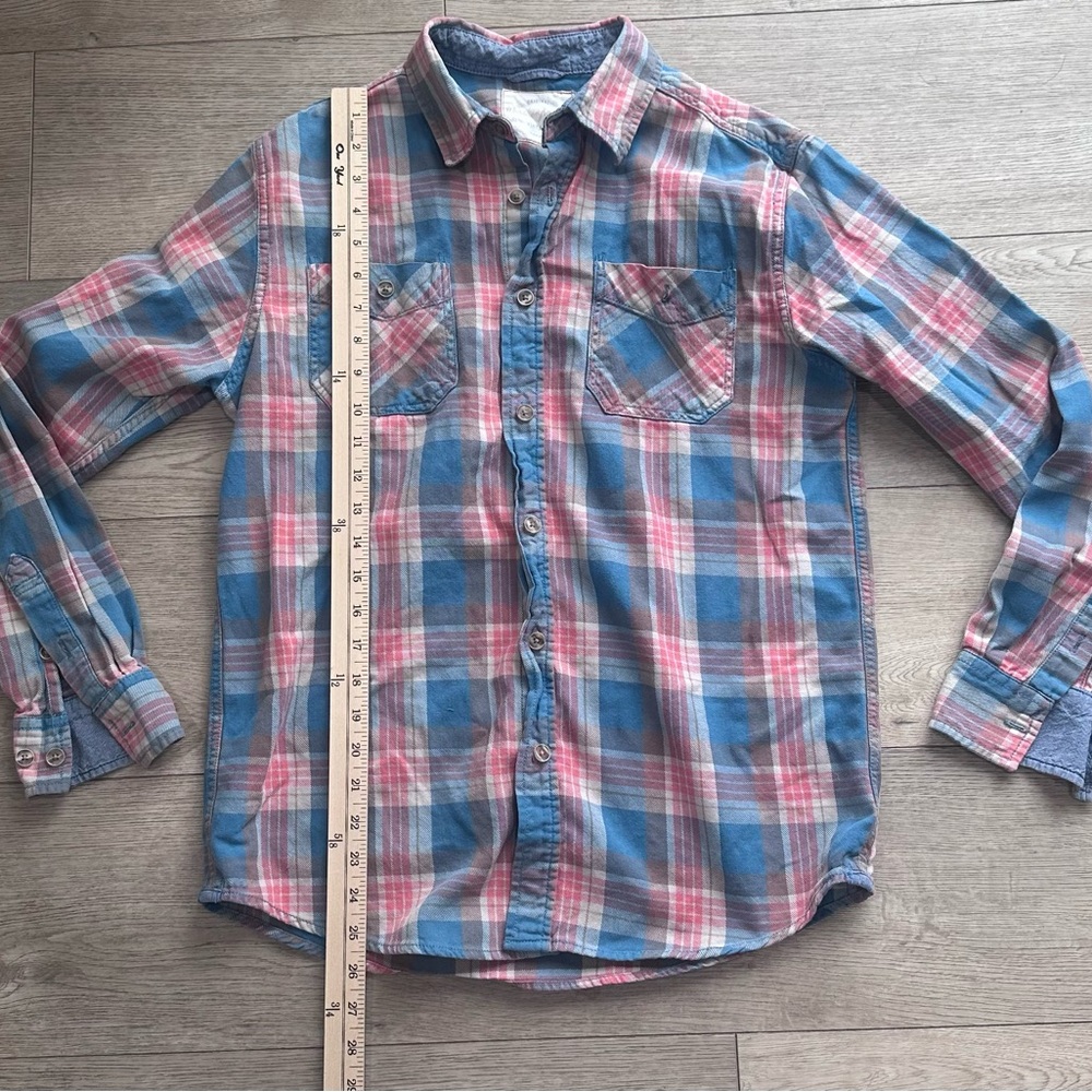 Weatherproof Vintage Plaid Flannel Shirt Men’s‎ Medium Blue Pink Cotton